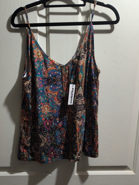 zeagoo Tops - zeagoo Teal Multicolor Paisley Spaghetti-Strap Camisole